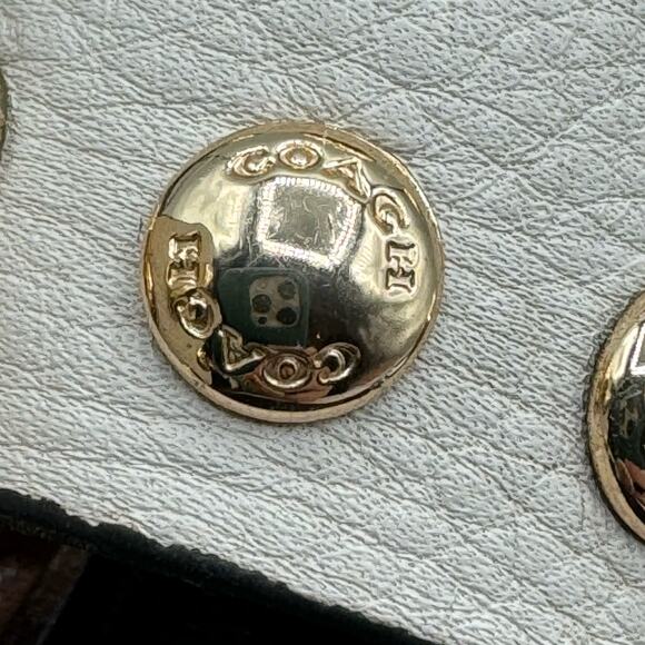 Coach Dannie Ankle Strap Sandals 8B Flats Open Toe Black White Gold Studs - Picture 12 of 15